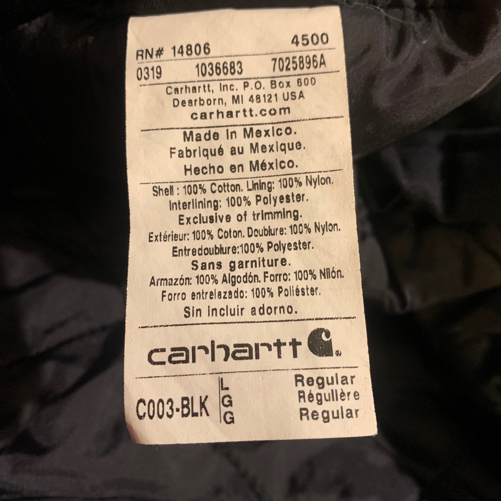 Carhartt Black Canvas Arctic Men's Size‎ L Workwear Chore Jacket - Picture 7 of 12